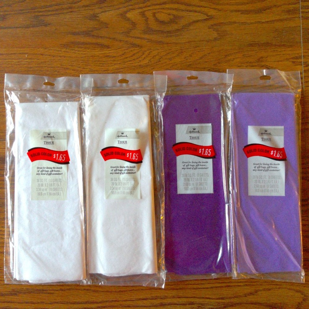 Hallmark White Tissue Paper Lot with Purple